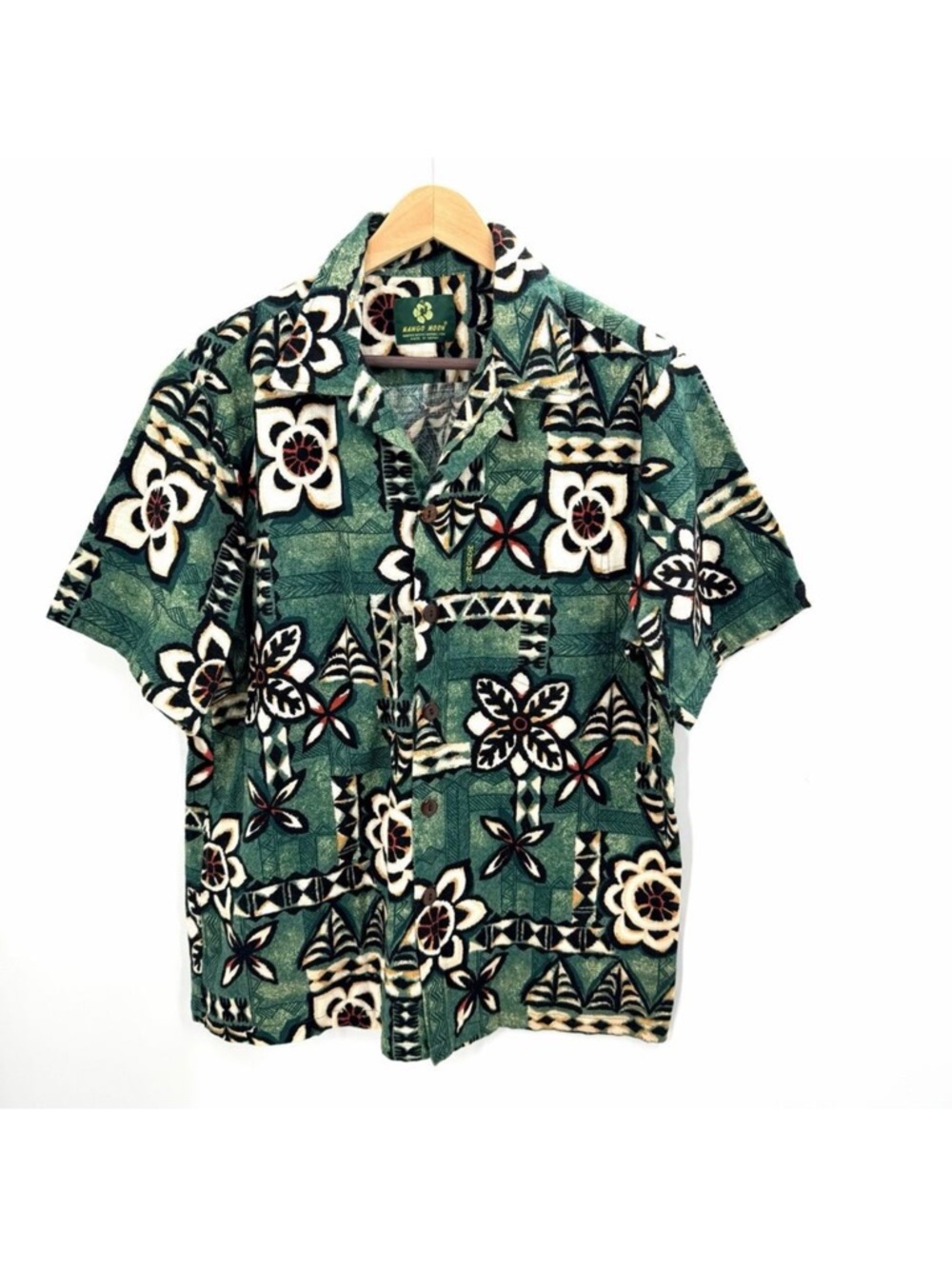 Vintage Mango Moon Hawaiian Short Sleeve Shirt Barkcloth Aloha Resort Mens M
